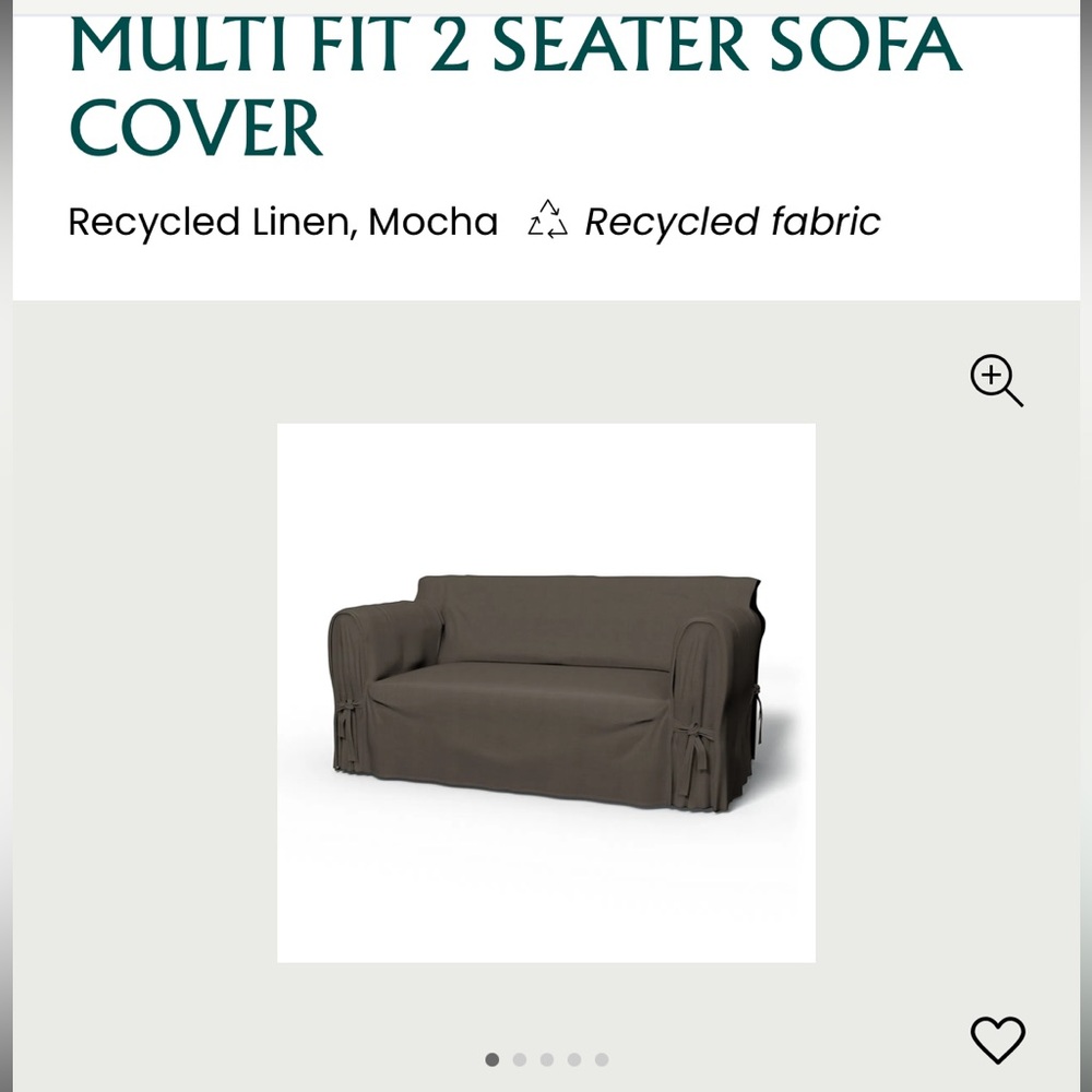 NEW BEMZ 2-Seater Multi Fit Sofa Cover Recycled Linen Mocha